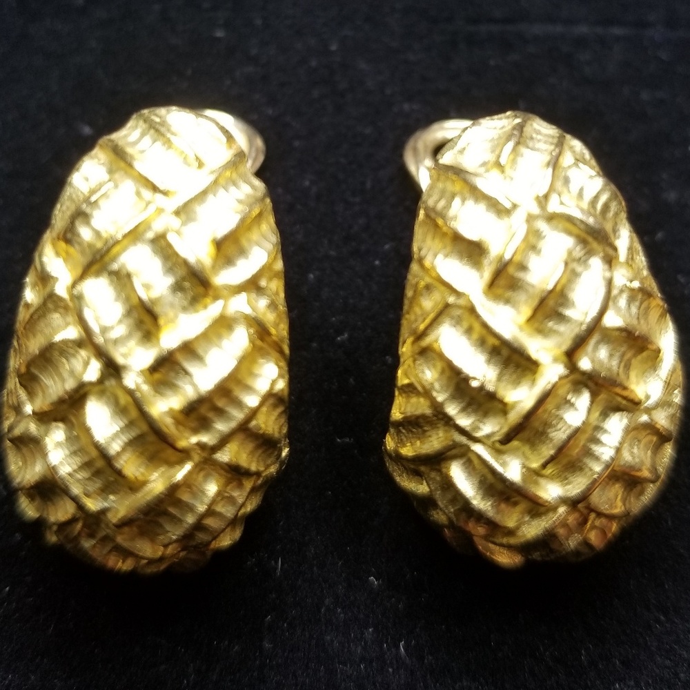 Tiffany & Co 18KT Gold Huggie Clip On Earrings